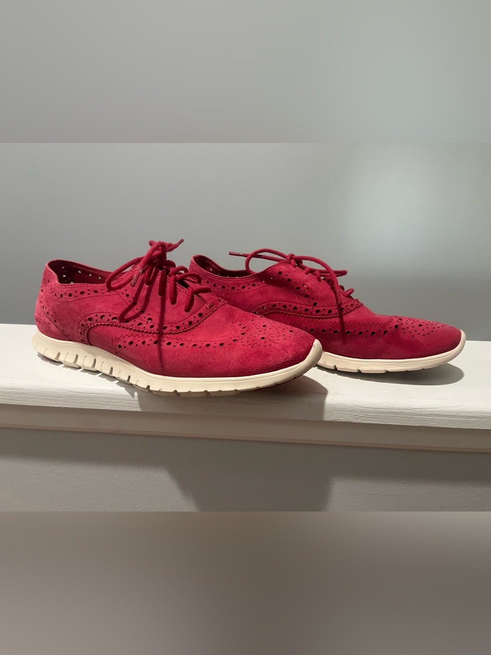 COLE HAAN ZEROGRAND WOMAN SHOES OXFORDS SUEDE BURGUNDY RED SIZE 9 B 9B